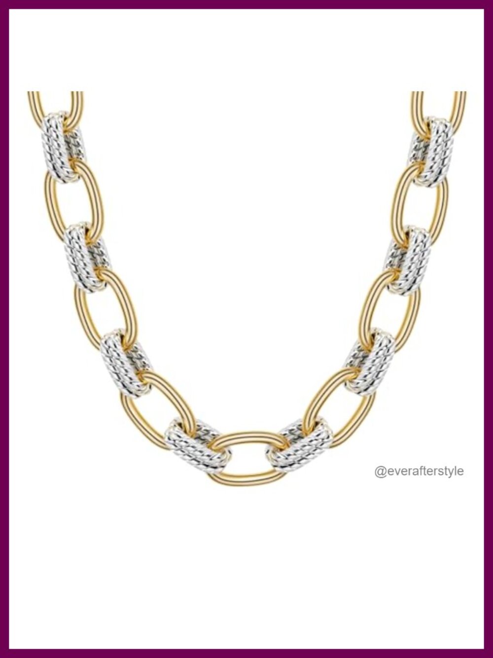 14K Gold Plated Two Tone Chain Necklace Stainless Steel Women Jewelry 18 Inch